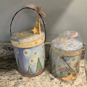 Country Angel Nesting Boxes Cardboard Angel Moon Stars Bless Our House Vintage